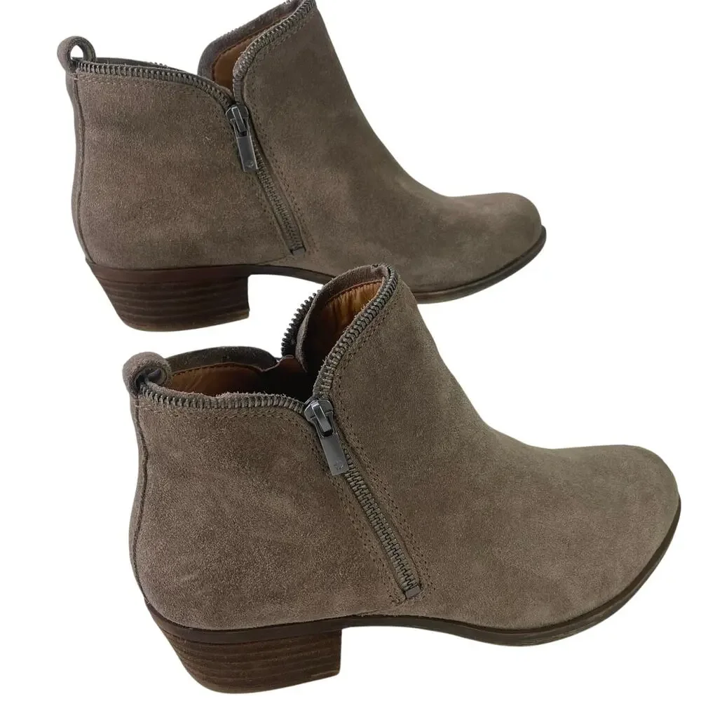 Lucky Brand Women Bartalino Tan Leather Suede Dual Zip 1.5